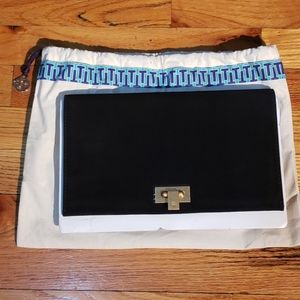 NEW Tory Burch Carmen black suede clutch